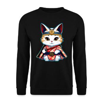 Cute samurai cat - Unisex Sweatshirt - black - Front - Alina (178cm) & Michal (187cm)