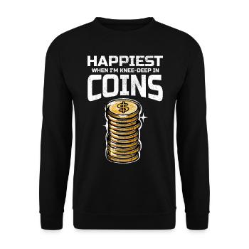Coin Collecting Collector Numismatic Numismatist - Unisex Sweatshirt - black - Front - Alina (178cm) & Michal (187cm)