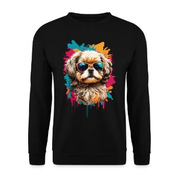 Shih Tzu cool avec des lunettes de soleil : animal mignon - Sweat-shirt Unisexe - noir - Devant - Alina (178cm) & Michal (187cm)