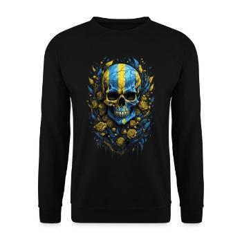 Ukrainian Patriot: Flag & Skull - Unisex Sweatshirt - black - Front - Alina (178cm) & Michal (187cm)