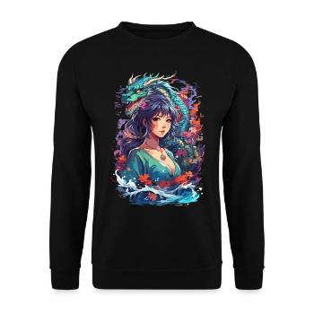 Sea Dragon: Anime Manga Style - Unisex Sweatshirt - black - Front - Alina (178cm) & Michal (187cm)