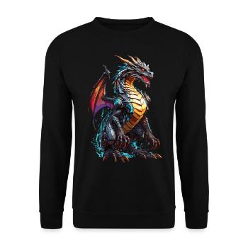 Fantasy Monster: Mystical Dragon Spell - Unisex Sweatshirt - black - Front - Alina (178cm) & Michal (187cm)