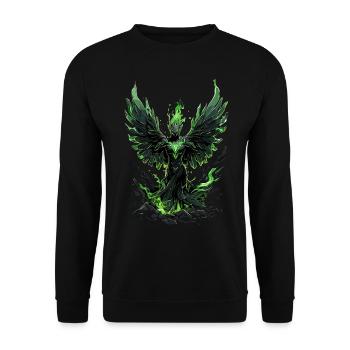 Mighty Superhero with Wings: Green & Strong - Unisex Sweatshirt - black - Front - Alina (178cm) & Michal (187cm)