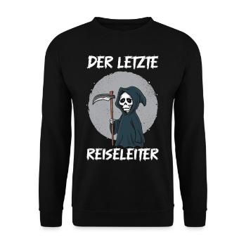 Der letzte Reiseleiter Sensenmann - Unisex Pullover - Schwarz - Vorne - Alina (178cm) & Michal (187cm)