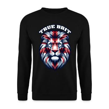 Union Jack Drapeau du Royaume-Uni Lion Face Grande-Bretagne Roi - Sweat-shirt Unisexe - noir - Devant - Alina (178cm) & Michal (187cm)