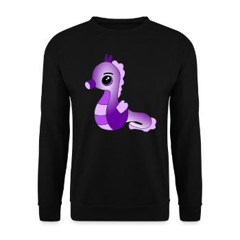 Knuffiges Seepferdchen - Unisex Pullover - Schwarz - Vorne - Alina (178cm) & Michal (187cm)