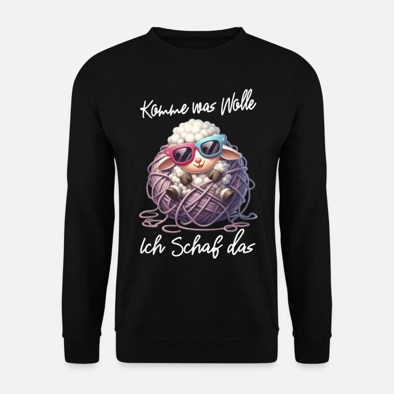 komme was wolle Schaf Wortspiel lustiger Spruch - Unisex Pullover - Schwarz