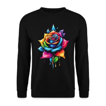Rose mehrfarbige Blume - Unisex Pullover - Schwarz - Vorne - Alina (178cm) & Michal (187cm)