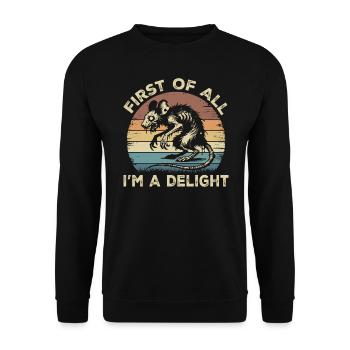 First Of All I'm A Delight - Angry Opossum Possum - Unisex Sweatshirt - black - Front - Alina (178cm) & Michal (187cm)