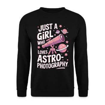 Astronomie Astrofotografie Mädchen Frauen Spruch - Unisex Pullover - Schwarz - Vorne - Alina (178cm) & Michal (187cm)