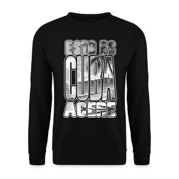 Esto es Cuba Acere - Kubanisches Zitat für kubanische Fans - Unisex Pullover - Schwarz - Vorne - Alina (178cm) & Michal (187cm)