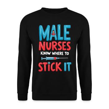 Male Nurses - Unisex Sweatshirt - black - Front - Alina (178cm) & Michal (187cm)