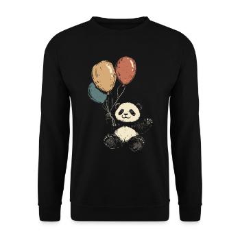 Cute panda with balloons - Unisex Sweatshirt - black - Front - Alina (178cm) & Michal (187cm)