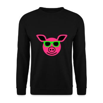 Cochon avec lunettes de soleil - Sweat-shirt Unisexe - noir - Devant - Alina (178cm) & Michal (187cm)