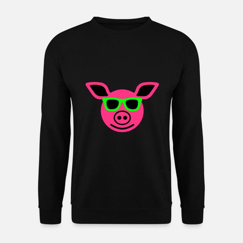 Schwein mit Sonnenbrille - Unisex Pullover - Schwarz