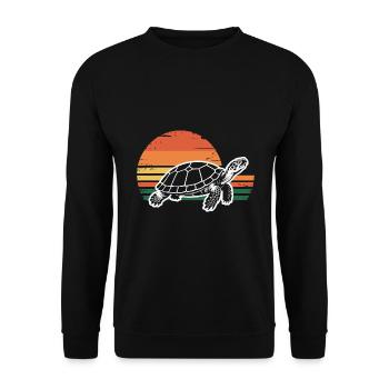 Vintage Turtle Sea Life - Unisex Sweatshirt - black - Front - Alina (178cm) & Michal (187cm)