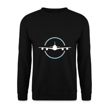 ★ Les couleurs de conception peuvent être modifiées ★ Avion de face, cercle - Sweat-shirt Unisexe - noir - Devant - Alina (178cm) & Michal (187cm)