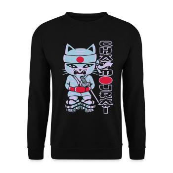 Chat mouraï flex - Unisex Sweatshirt - black - Front - Alina (178cm) & Michal (187cm)