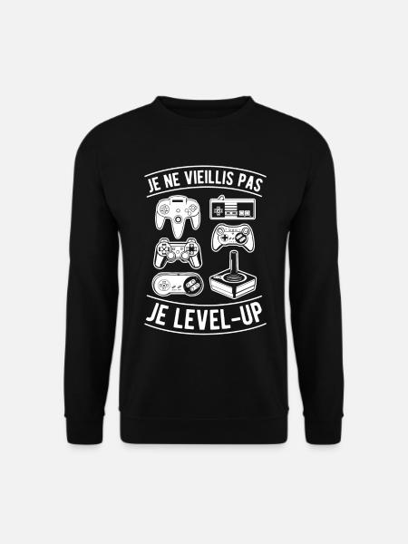 Je ne vieillis pas je level-up - Sweat-shirt Unisexe - noir