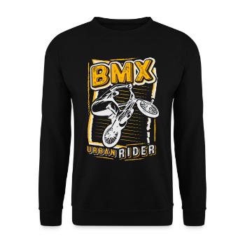 Vélo BMX | Roue BMX | Cool BMX | Idée cadeau - Sweat-shirt Unisexe - noir - Devant - Alina (178cm) & Michal (187cm)