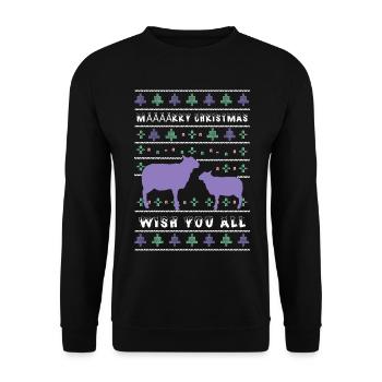 Määäärry Moutons de Noël - Sweat-shirt Unisexe - noir - Devant - Alina (178cm) & Michal (187cm)