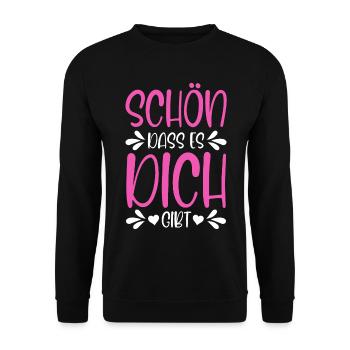 Schön dass es dich gibt - Unisex Pullover - Schwarz - Vorne - Alina (178cm) & Michal (187cm)