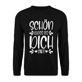 Schön dass es dich gibt - Unisex Pullover - Schwarz - Vorne - Alina (178cm) & Michal (187cm)