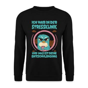 Penguin Stress Clinic - Unisex Sweatshirt - black - Front - Alina (178cm) & Michal (187cm)