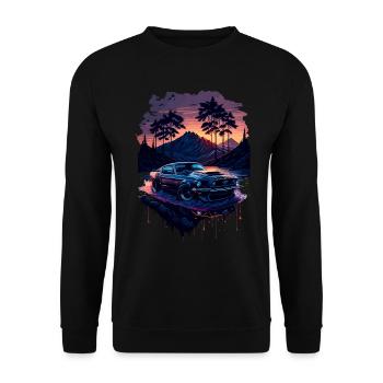 Klassischer Sportwagen - Unisex Pullover - Schwarz - Vorne - Alina (178cm) & Michal (187cm)