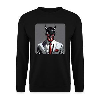 Evil grinning horror devil with suit - Unisex Sweatshirt - black - Front - Alina (178cm) & Michal (187cm)