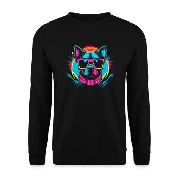 Mode Hund mit Brille - Unisex Pullover - Schwarz - Vorne - Alina (178cm) & Michal (187cm)