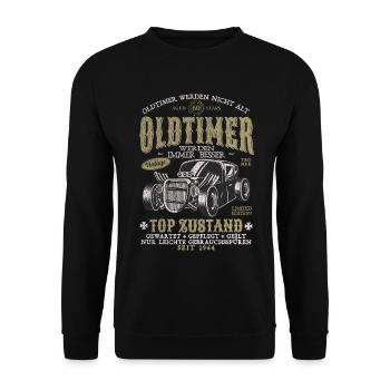 OLDTIMER WERDEN NICHT ALT 1964 60 JAHRE - Unisex Pullover - Schwarz - Vorne - Alina (178cm) & Michal (187cm)