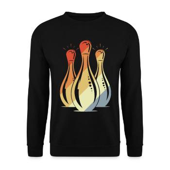 Bowling Grafik Retro Look - Unisex Pullover - Schwarz - Vorne - Alina (178cm) & Michal (187cm)