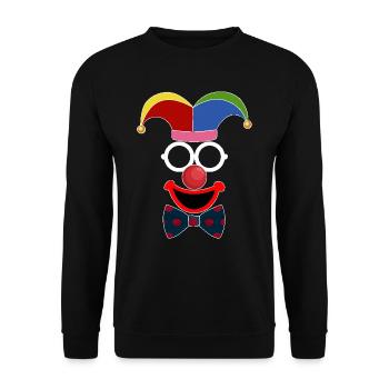 einfacher clown Karneval Fasching Maske - Unisex Pullover - Schwarz - Vorne - Alina (178cm) & Michal (187cm)