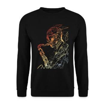 Saxophoniste Rétro - Sweat-shirt Unisexe - noir - Devant - Alina (178cm) & Michal (187cm)