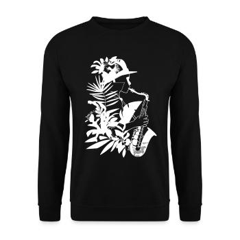 Weiblicher Saxophonist Comic Look - Unisex Pullover - Schwarz - Vorne - Alina (178cm) & Michal (187cm)