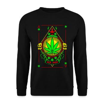 Vibrant Cannabis and Skull Emblem - Unisex Sweatshirt - black - Front - Alina (178cm) & Michal (187cm)