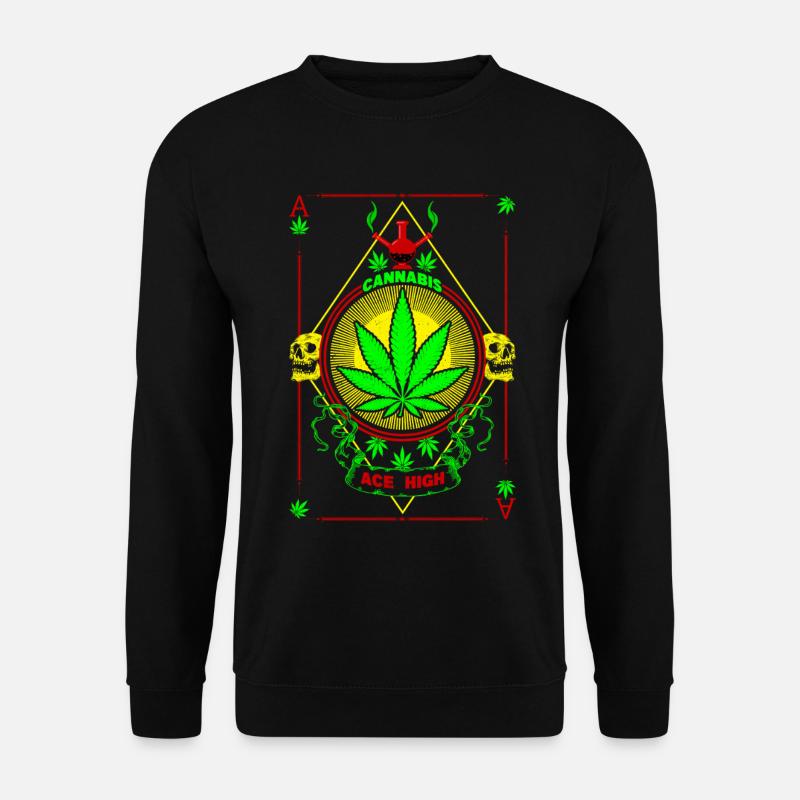 Vibrant Cannabis and Skull Emblem - Unisex Sweatshirt - black