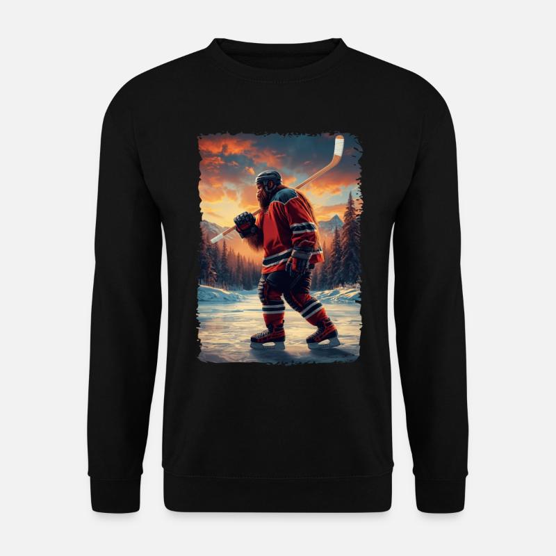 Sasquatch Hockey Bigfoot Hockeyspieler - Unisex Pullover - Schwarz