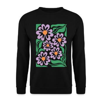 Lila Blumen Muster Boho Flora  - Unisex Pullover - Schwarz - Vorne - Alina (178cm) & Michal (187cm)