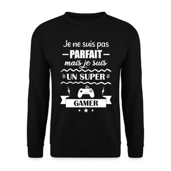 Super Gamer Video Game Controller Geek Gamer Gaming - Unisex Sweatshirt - black - Front - Alina (178cm) & Michal (187cm)