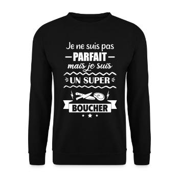Not perfect but great butcher - Unisex Sweatshirt - black - Front - Alina (178cm) & Michal (187cm)