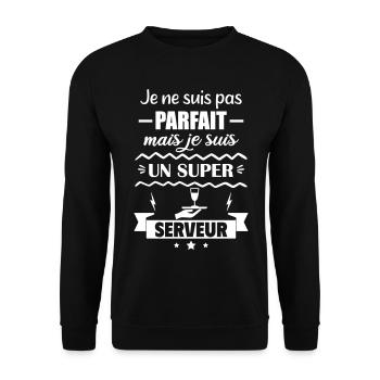 Not perfect but great server - Unisex Sweatshirt - black - Front - Alina (178cm) & Michal (187cm)