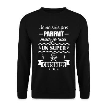 Nicht perfekt, aber toller Koch - Unisex Pullover - Schwarz - Vorne - Alina (178cm) & Michal (187cm)
