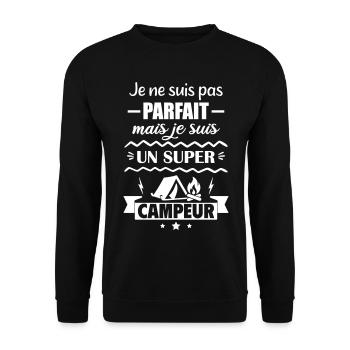 Nicht perfekt, aber toller Camper - Unisex Pullover - Schwarz - Vorne - Alina (178cm) & Michal (187cm)