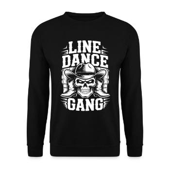 Line Dance Gang – Western Skull Cowboy Style - Unisex Sweatshirt - black - Front - Alina (178cm) & Michal (187cm)