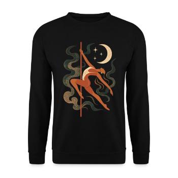 Abstract pole dancing woman in moonlight & starlight - Unisex Sweatshirt - black - Front - Alina (178cm) & Michal (187cm)