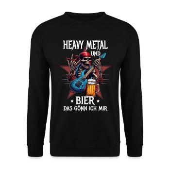 I treat myself to heavy metal and beer - Unisex Sweatshirt - black - Front - Alina (178cm) & Michal (187cm)