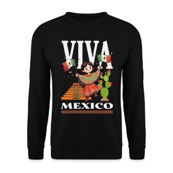 Mexiko Stolz & Heimat Mexikaner Mexico Flagge - Unisex Pullover - Schwarz - Vorne - Alina (178cm) & Michal (187cm)