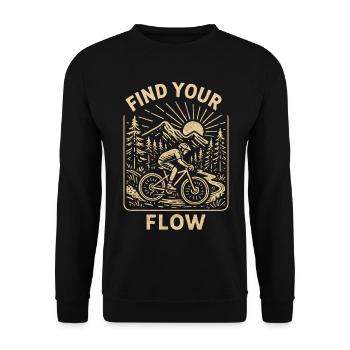 Find Your Flow – Vintage MTB Mountain Bike - Unisex Sweatshirt - black - Front - Alina (178cm) & Michal (187cm)